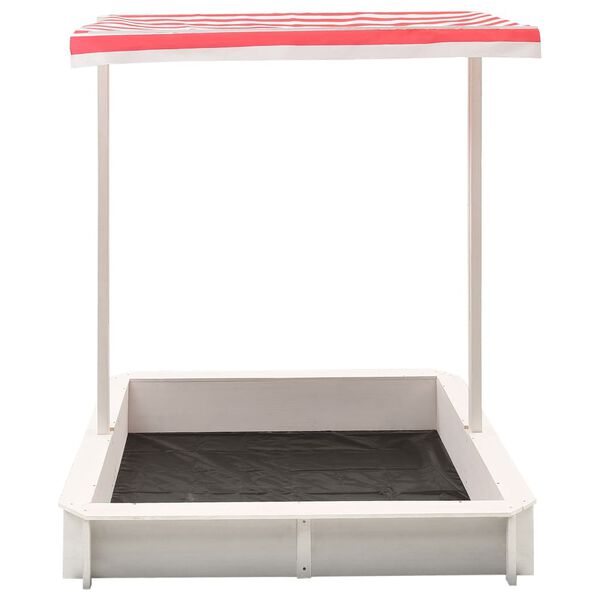 vidaXL Sandbox with Adjustable Roof Fir Wood White and Red UV50