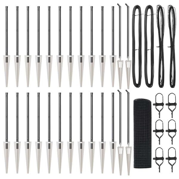 vidaXL Fence Post Grey 50 x 0.5 m (16 x 16 mm mesh) Steel and PVC