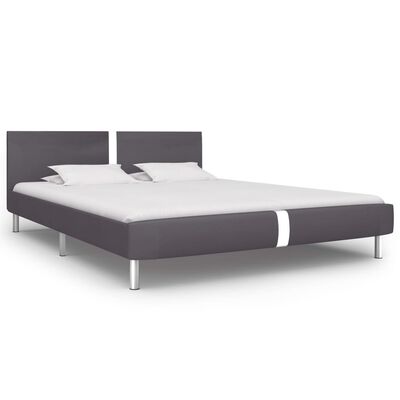 vidaXL Bed Frame Grey Faux Leather 150x200 cm King Size