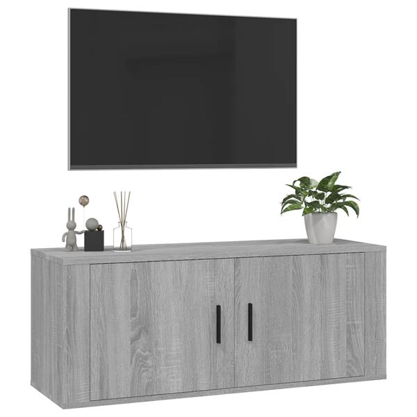 vidaXL Wall Mounted TV Cabinet Grey Sonoma 100x34.5x40 cm