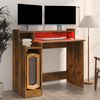 vidaXL Desk with LED Lights Smoked Oak 97x45x90 cm Engineered Wood