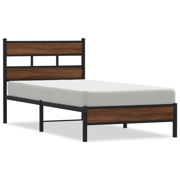 vidaXL Bed Frame without Mattress Brown Oak 90x200 cm Engineered Wood