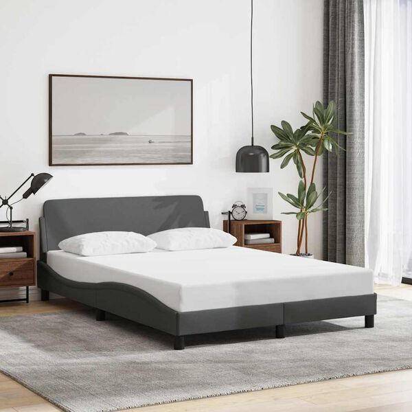 vidaXL Bed Frame "Dover" Dark Grey 135x190 cm Double Fabric