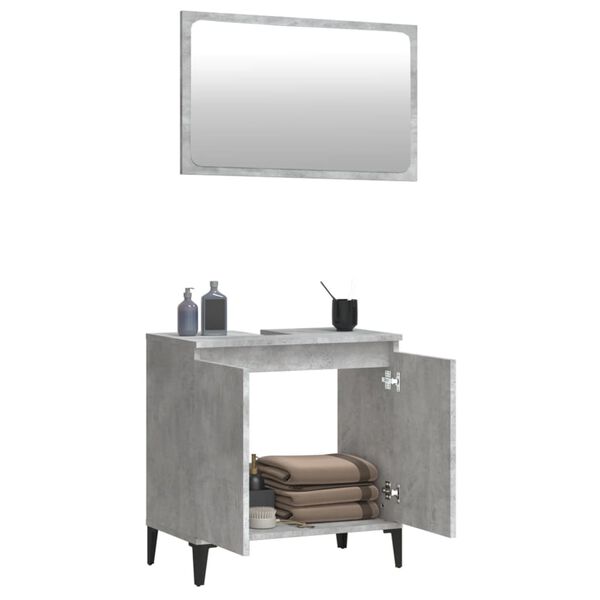 vidaXL 2 Piece Bathroom Furniture Set Concrete Grey Engineered Wood