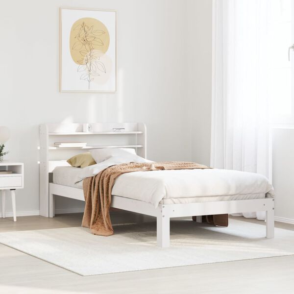vidaXL Bed Frame with Headboard without Mattress White 90x190 cm Single