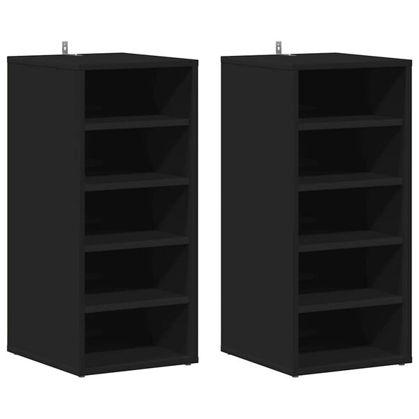 vidaXL Shoe Cabinets 2 pcs Black 31.5x35x70 cm Engineered Wood
