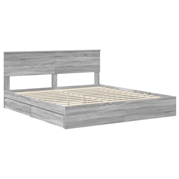 vidaXL Storage Bed Grey Sonoma 180 x 200 cm Engineered Wood