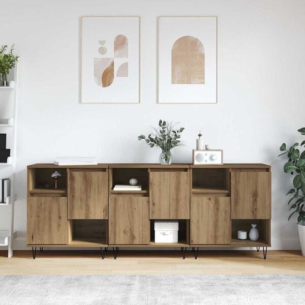 vidaXL Sideboard 3 pcs Artisan Oak 60 x 35 x 70 cm