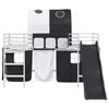 vidaXL Kids'Loft Bed Frame with Curtains, Arch, Slide White and Black