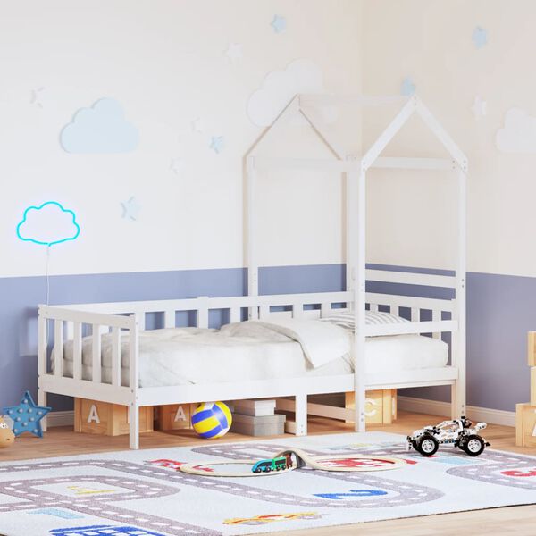 vidaXL Day Bed with Roof without Mattress White 90x200 cm Solid Wood