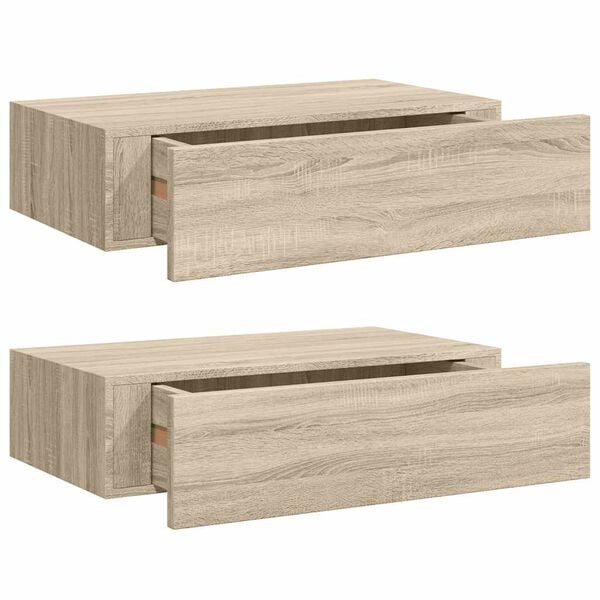 vidaXL Wall-mounted Drawer Shelves 2 pcs Oak 40x23.5x10cm MDF