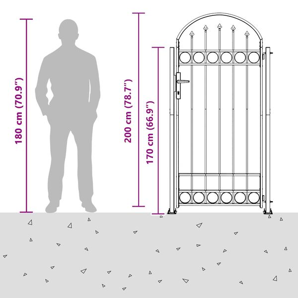 vidaXL Fence Post with Lock Grey 200 x 88 x 14 cm Steel