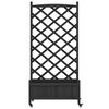 vidaXL Planter with Trellis and Wheels Black Solid Wood Fir
