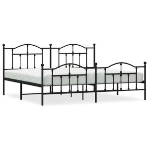 vidaXL Metal Bed Frame without Mattress with Footboard Black 193x203cm