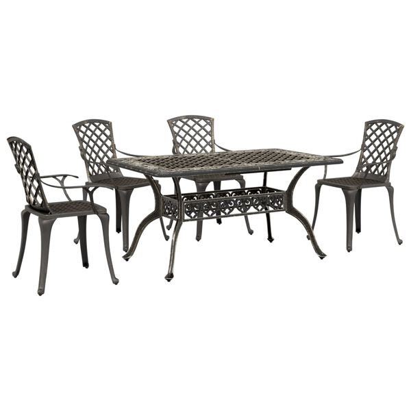 vidaXL 5 Piece Garden Dining Set Bronze Cast Aluminium