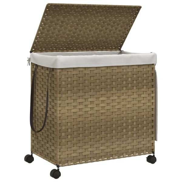 vidaXL Laundry Basket with Wheels 60x35x60.5 cm Rattan