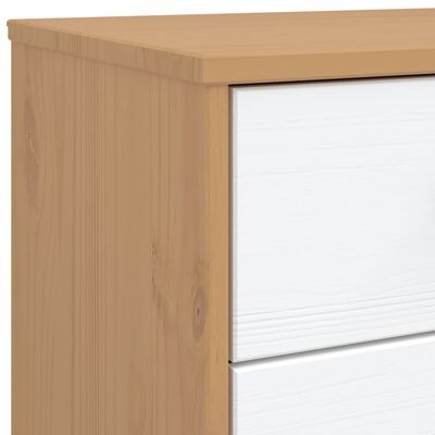 vidaXL Bedside Cabinet OLDEN White and Brown Solid Wood Pine