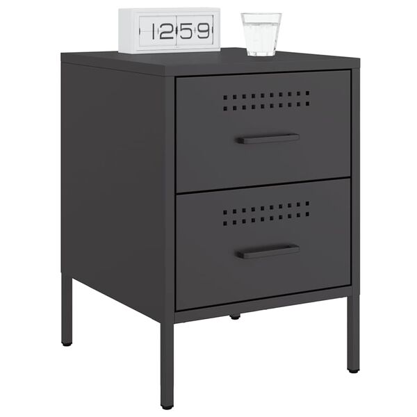 vidaXL Bedside Cabinets 2 pcs Black 36x39x50.5 cm Steel