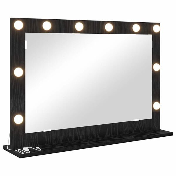 vidaXL Vanity Mirror with LED Strip Lights Black Oak 80 x 15 x 18 cm