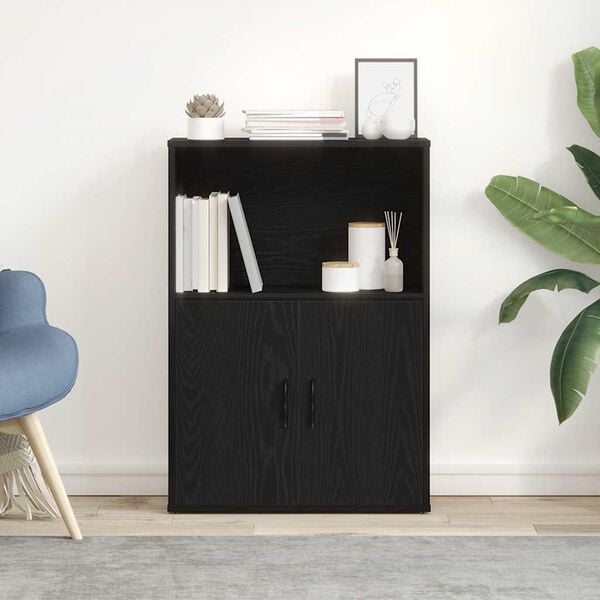 vidaXL Bookcase Black Oak 60x24x85 cm Engineered Wood