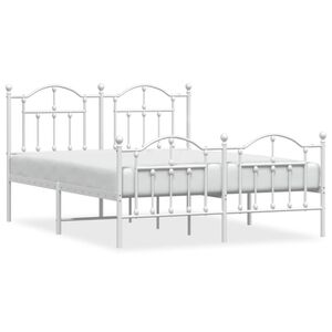 vidaXL Metal Bed Frame without Mattress with Footboard White 140x190cm