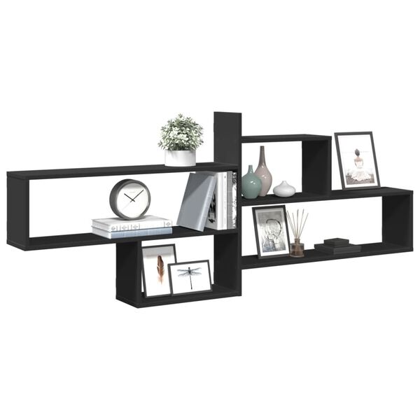 vidaXL Wall Shelf Black 167.5x18x68 cm Engineered Wood