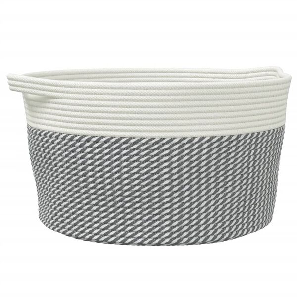 vidaXL Storage Basket Grey and White &Oslash;40x25 cm Cotton