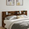 vidaXL Headboard Cabinet with LED Smoked Oak 220x16,5x103,5 cm