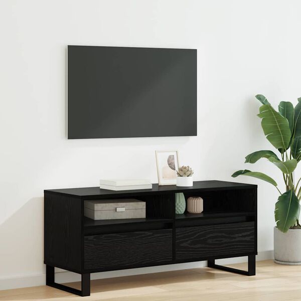 vidaXL TV Cabinet with Drawer Black Oak 100 x 34.5 x 44.5 cm