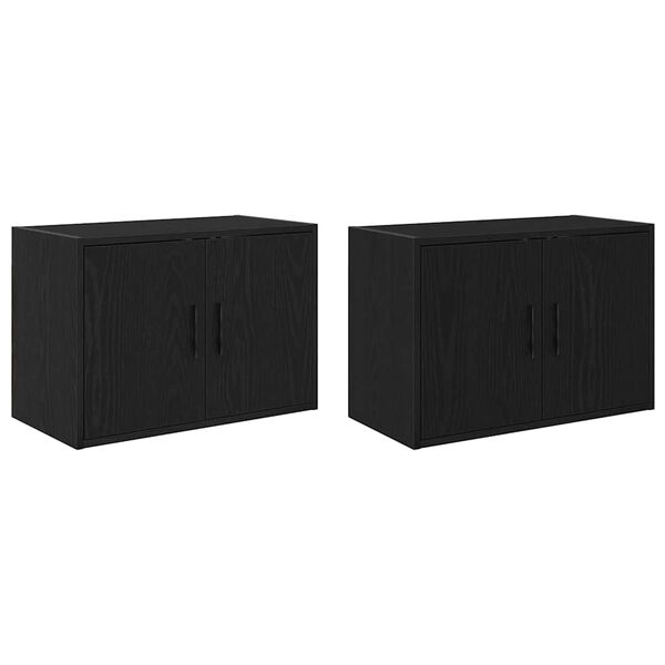 vidaXL Garage Wall Cabinets 2 pcs Black Engineered Wood