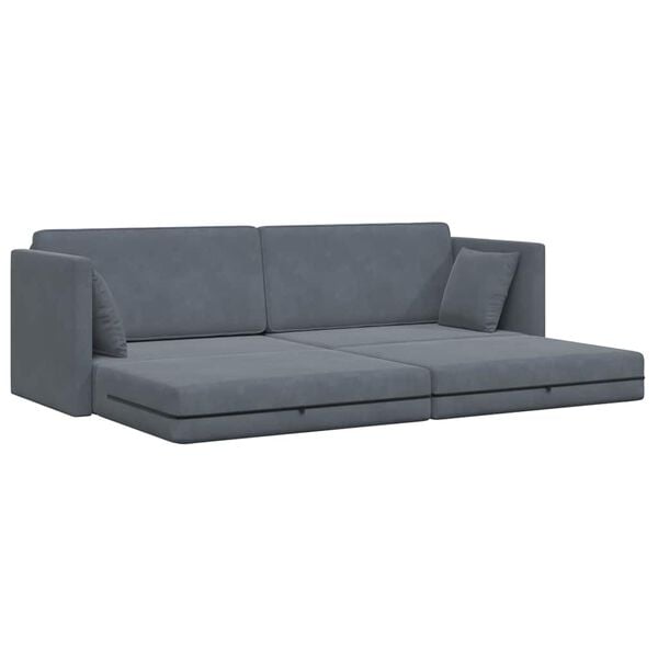 vidaXL Floor Sofa Bed Dark Grey 213 x 70 x 77 cm Velvet