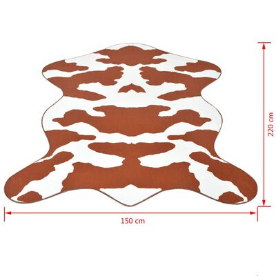 vidaXL Shaped Rug 150x220 cm Brown Cow Print