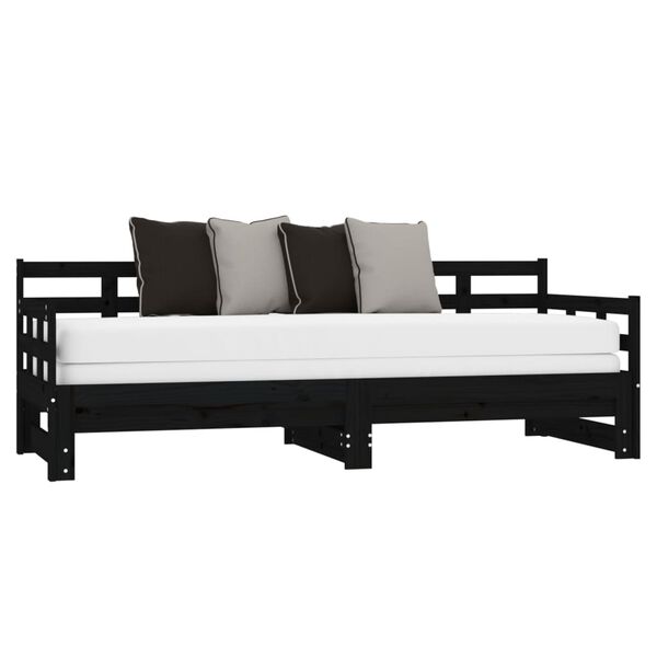 vidaXL Pull-out Day Bed without Mattress Black 2x(80x200) cm