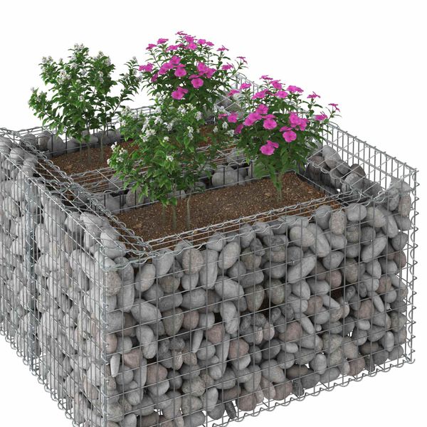 vidaXL Gabion Raised Bed Silver 100 x 100 x 60 cm Galvanised Steel