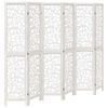 vidaXL Room Divider 6 Panels White Solid Wood Paulownia