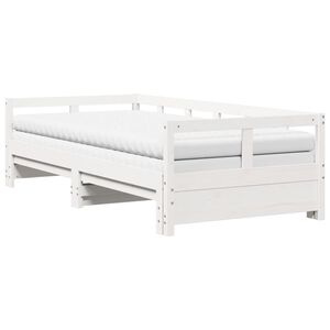 vidaXL Daybed with Trundle and Mattresses White 80x200 cm Solid Wood Pine