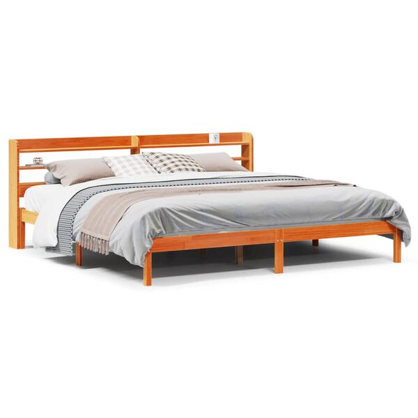vidaXL Bed Frame with Headboard without Mattress Wax Brown 180x200 cm Super King