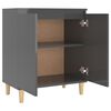 vidaXL Sideboard&Solid Wood Legs High Gloss Grey 60x35x70 cm Engineered Wood