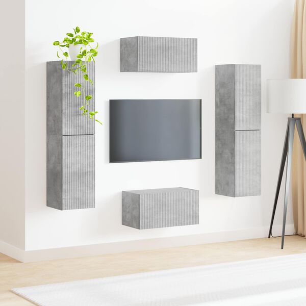 vidaXL TV Cabinet Set 6 pcs Concrete Grey Engineered Wood