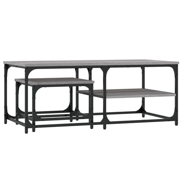 vidaXL Nesting Coffee Tables 2 pcs Grey Sonoma Engineered Wood