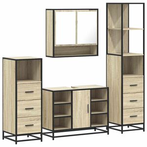 vidaXL 4&nbsp;Piece Bathroom Furniture Set&nbsp;Sonoma Oak Engineered Wood