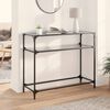 vidaXL Console Table with Black Glass Top98x35x81 cm Steel