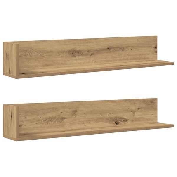 vidaXL Wall Shelves 2 pcs Artisan Oak 100x16.5x16.5 cm Engineered Wood