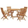 vidaXL Garden Dining Set Folding 5 pcs Brown Solid Teak Wood
