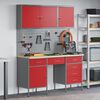 vidaXL Work Cabinet with Drawer 8 pcs Red Engineered Wood and Steel
