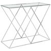 vidaXL Side Table Silver 90x40x75 cm Stainless Steel and Glass