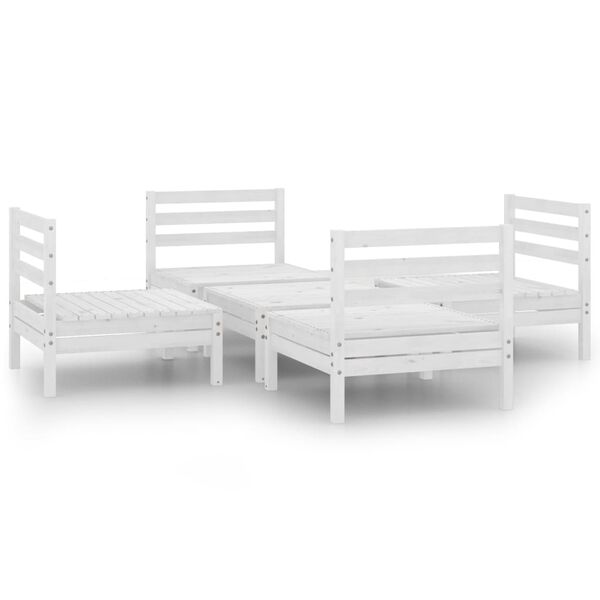 vidaXL 5 Piece Garden Lounge Set White Solid Pinewood
