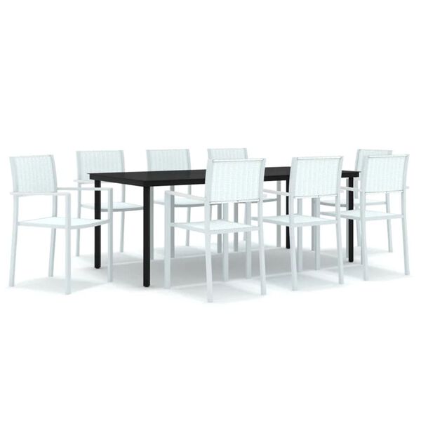 vidaXL 9 Piece Garden Dining Set White