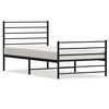 vidaXL Metal Bed Frame without Mattress with Footboard Black 100x190cm