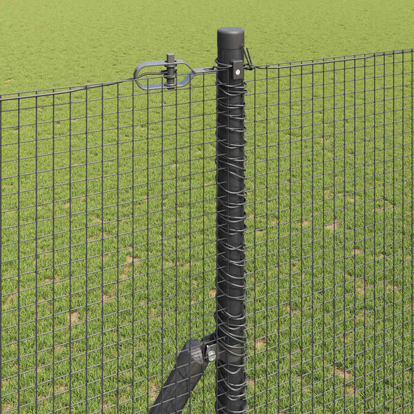 vidaXL Fence Post Grey 10 x 1.6 m (16 x 16 mm mesh) Steel and PVC